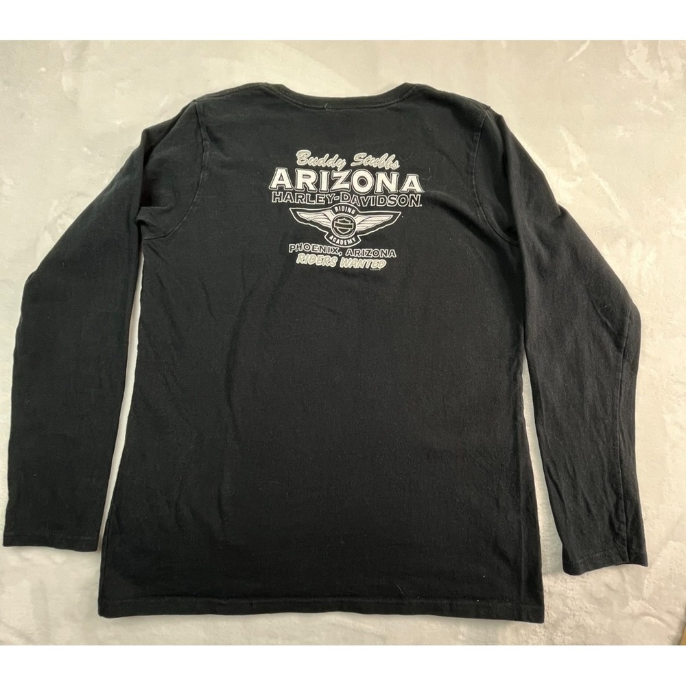 Harley Davidson Womens M Shirt Black Long‎ Sleeve Graphic Print Phoenix, AZ - Picture 7 of 8